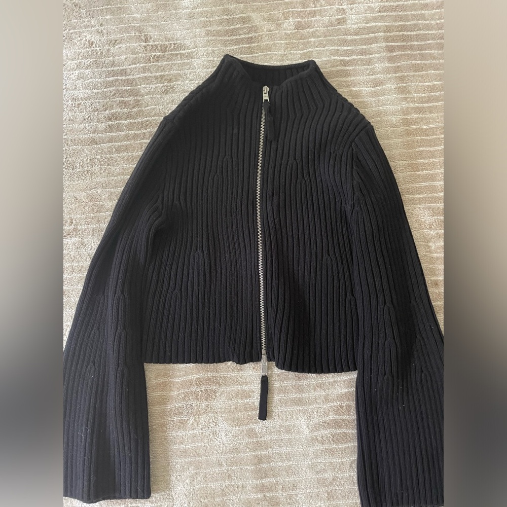 525 Ribbed Knit Zip Cardigan - Picture 3 of 7